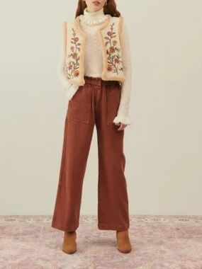 Louise Misha Arlovie Organic Cotton Trousers | Brown Size Medium